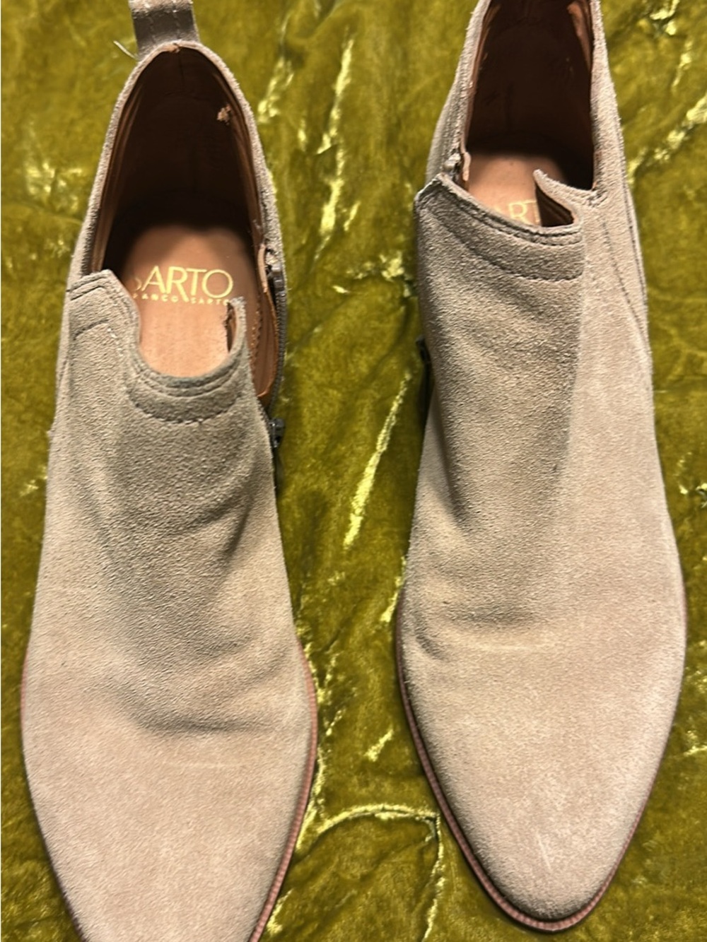 Franco Sarto Taupe Suede Ankle Booties